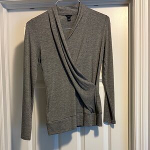 Ann Taylor Gray Wrap Blouse